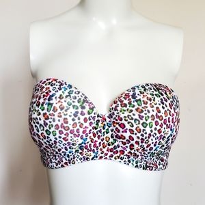 Victoria's Secret Cotton Lingerie Strapless Animal Print Bra Size 36C NWOT